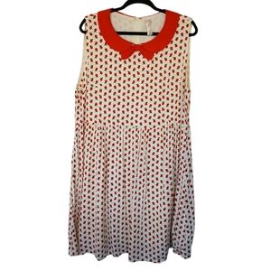 Kristin Miles Apple Print Vintage Inspired Peter Pan Collar Dress Size 2X